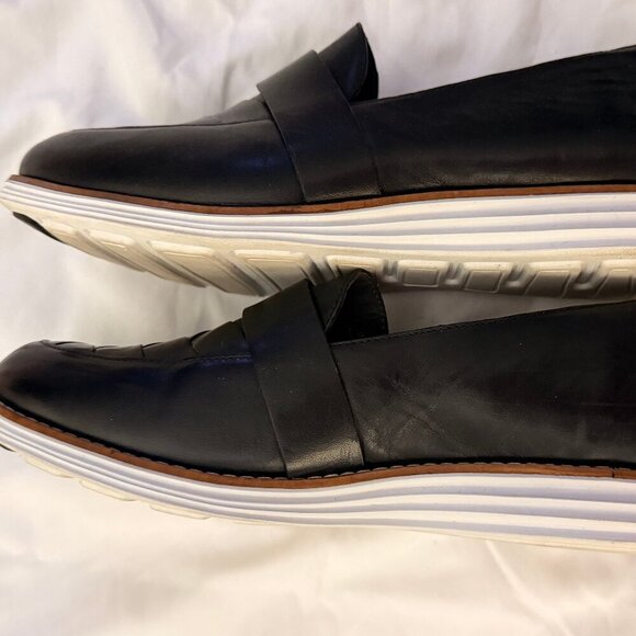 Cole Haan Sz 9 Black Original Grand Leather Woven Womens  Loafer - Picture 4 of 8
